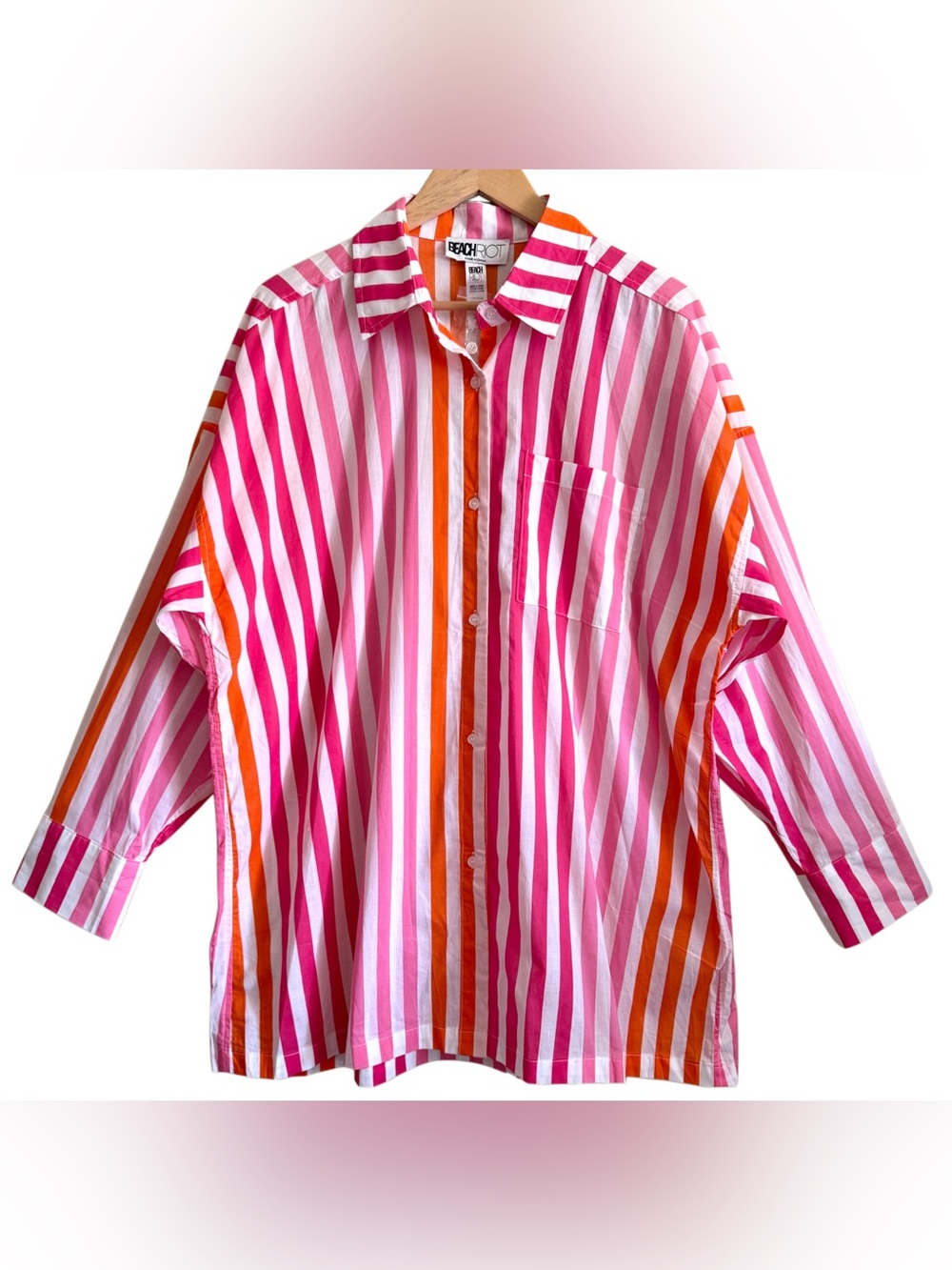 Beach Riot Cotton Oversized Lightweight Striped Alexa Beach Coverup Shirt Sz L/P - Picture 8 of 12